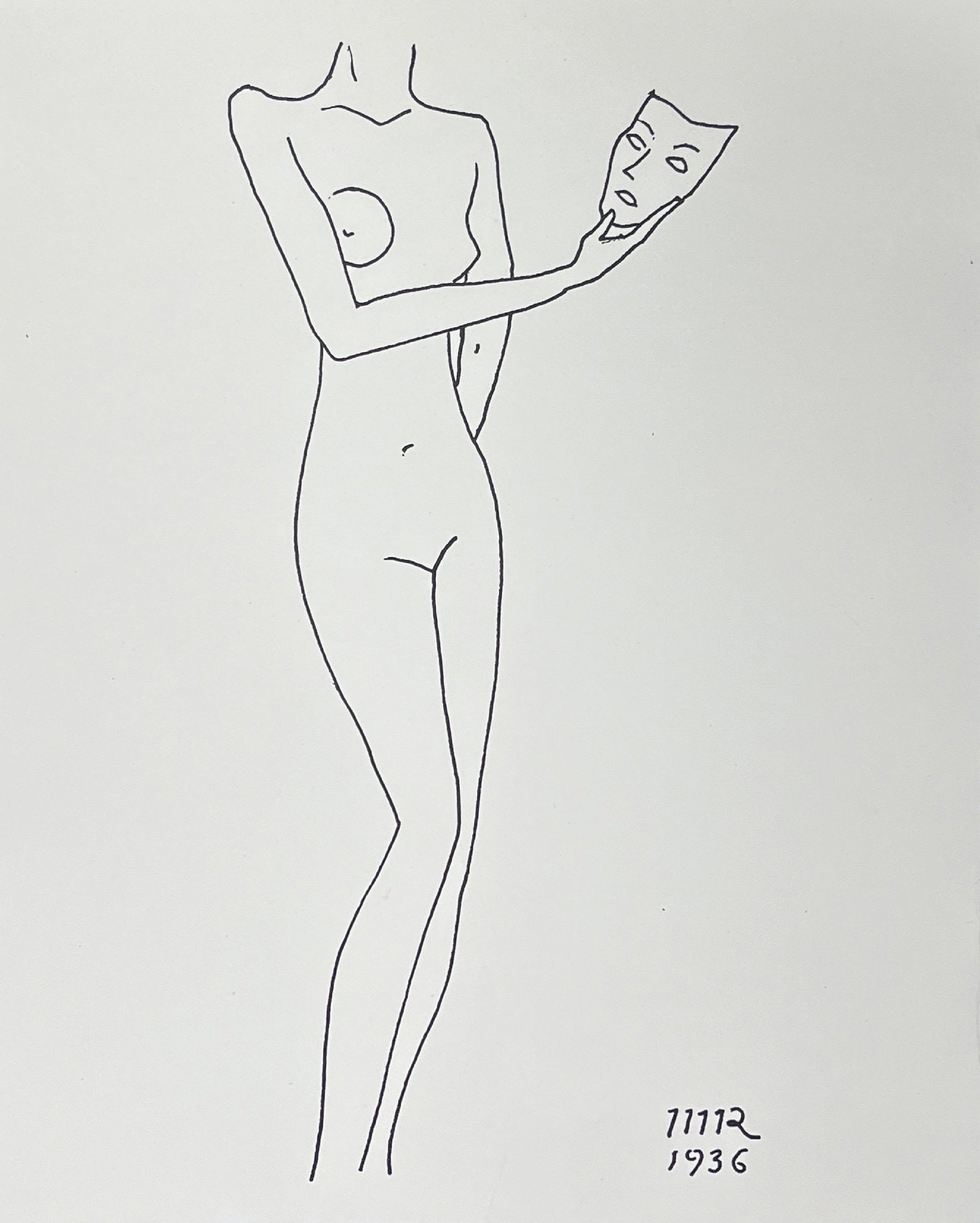 Man Ray - Untitled Nude with Mask: Artist: Man Ray Title: Untitled Nude with Mask Year: 1937 Dimensions: 11 x 8 3/4 in. Edition: From the Rare Limited Edition Publisher: Jean Bucher Paris Suite: Les Mains Libres Medium: Lithograph on