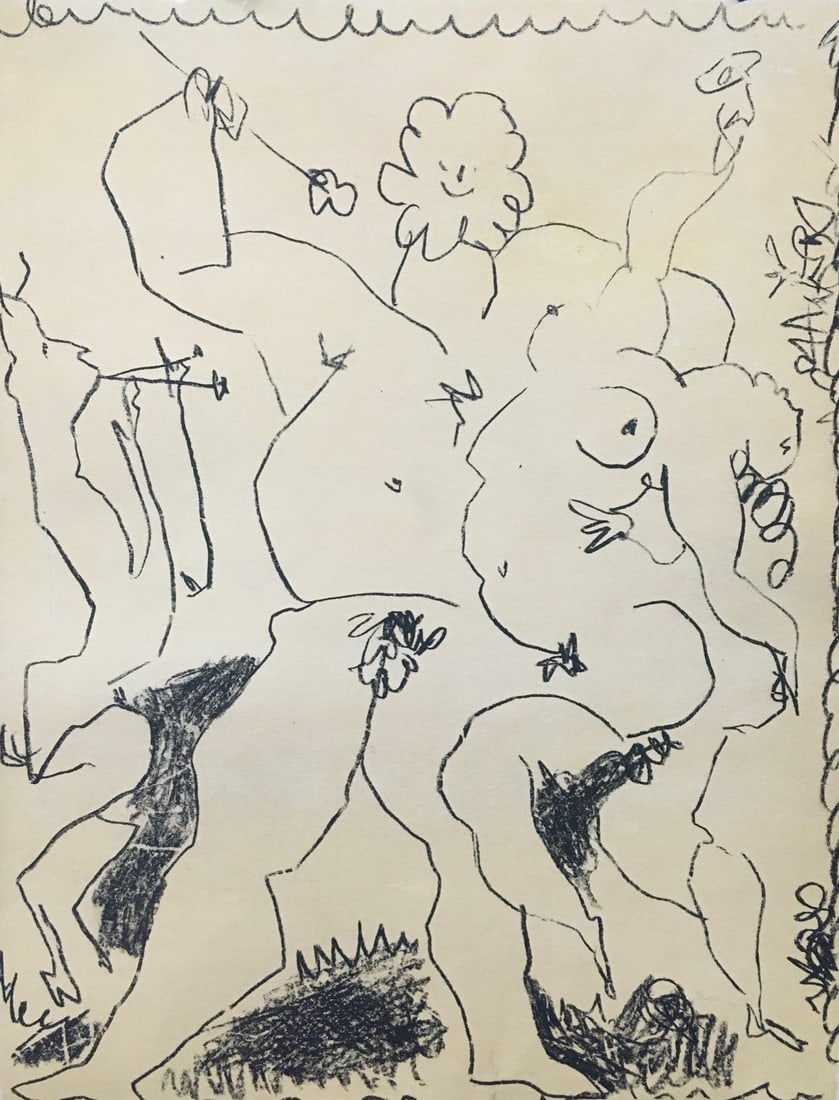 Pablo Picasso - Satyr, Nymph, and Bacchus: Artist: Pablo Picasso Title: Satyr, Nymph, and Bacchus Year: 1956 Dimensions: 12 3/8 x 9 1/8 in. Edition: From the rare limited edition Publisher: Andre Sauret, Editions du Livre, Monte-Carlo Suite: