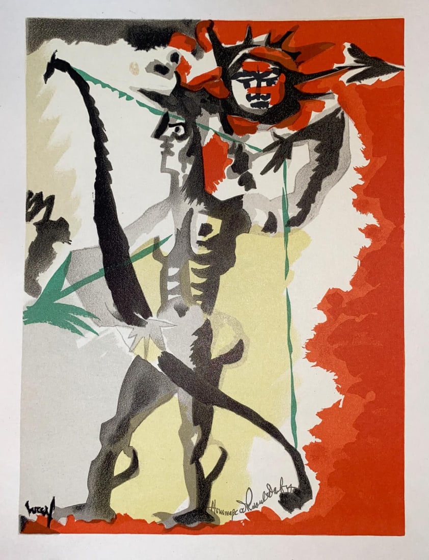 Jean Lurcat - Untitled: Artist: Jean Lurcat Title: Untitled Year: 1965 Dimensions: 9.5in. by 11.75in. Edition: From the rare limited edition of 975 Suite: Lettre A Mon Peintre Medium: Lithograph on paper Condition: