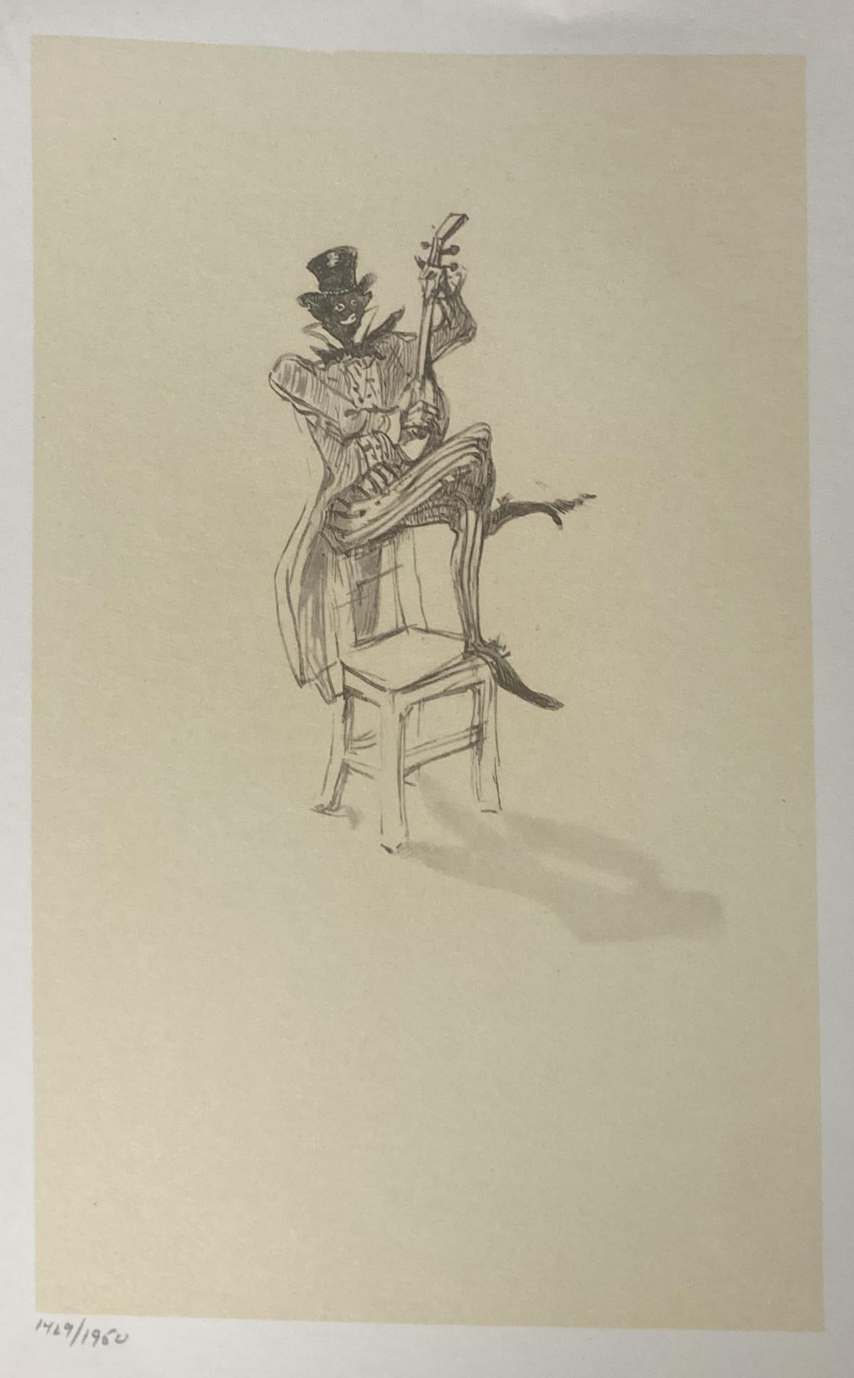 Henri Toulouse-Lautrec - Musician: Artist: Henri Toulouse-Lautrec Title: Musician Year: 1908 Dimensions: 9.5in. by 12 3/8in. Edition: From the Rare Limited Edition Publisher: Labraire de France Suite: Au Cirque Medium: Original offset