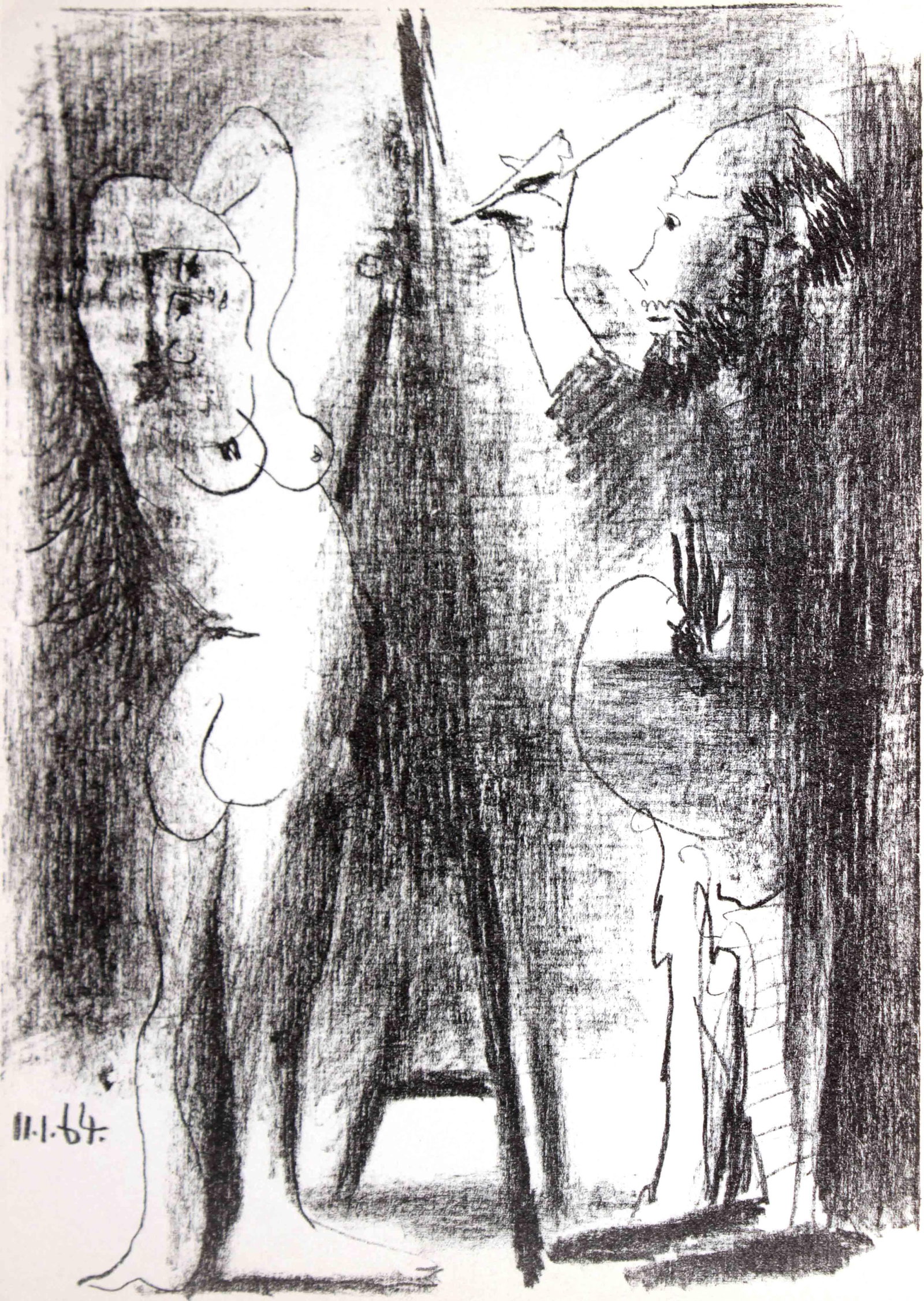 Pablo Picasso - Le peintre et son modele: Artist: Pablo Picasso Title: Le peintre et son modele Year: 1964 Dimensions: 7.5in. by 10in. Edition: From the rare limited edition Publisher: Fernand Mourlot a