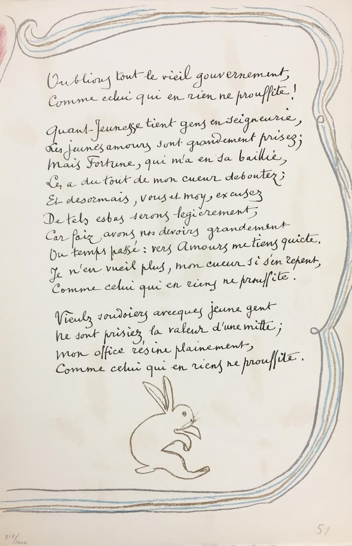 Henri Matisse (After) - Rabbit from Poeme de Charles D Orleans