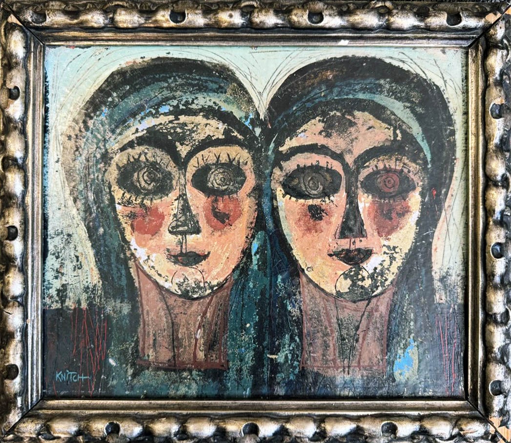 Knitch - Untitled Oil on Board: Artist: Knitch Title: Untitled Oil on Board Dimensions: 14 1/2 x 12 1/2 x 2 1/2 in. Edition: Unique, One-of-a-Kind, Painting Medium: Oil paint on board Condition:</