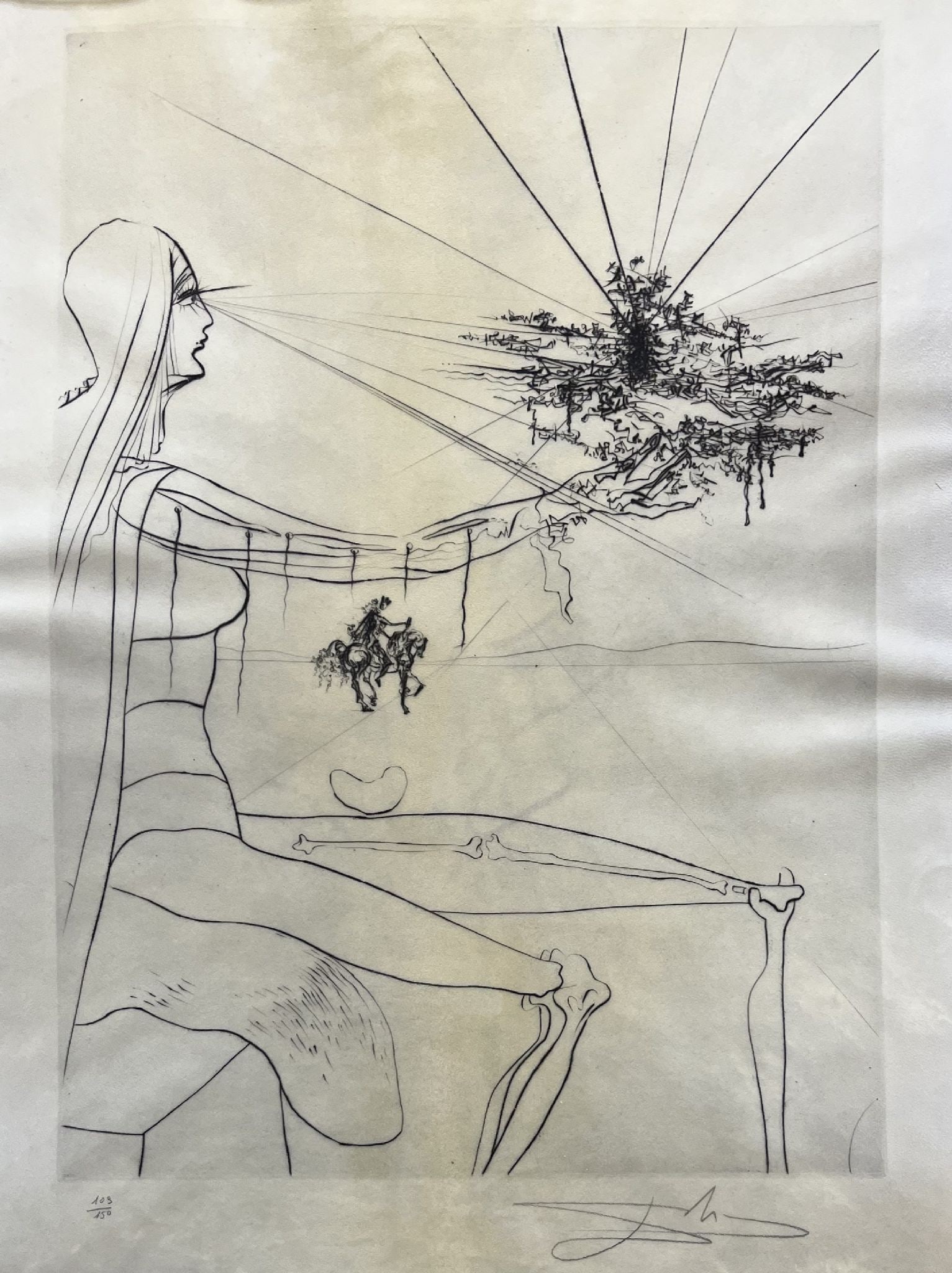 Salvador Dali - Untitled V from "Roi, je t'Attends a Babylone": Artist: Salvador Dali Title: Untitled V from "Roi, je t'Attends a Babylone" Year: 1973 Dimensions: 24 1/2 x 17 3/4 in. Edition: 103 from the rare limited edition of 150 Suite: Roi, je t'Attends a