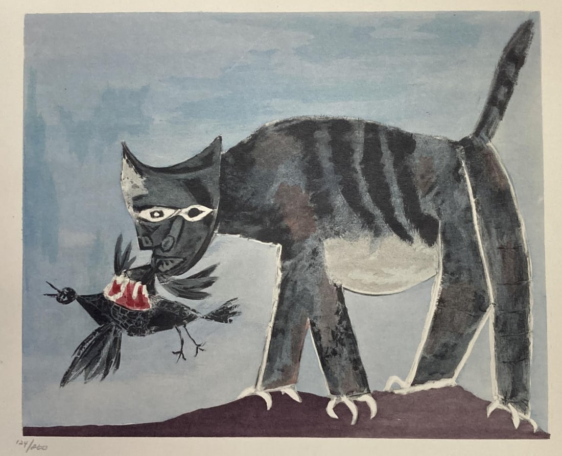 Pablo Picasso (After) - Gatto Che Addenta Un Uccello: Artist: Pablo Picasso (After) Title: Gatto Che Addenta Un Uccello Year: 1955 Dimensions: 11.5in. by 15.5in. Edition: From the rare limited edition of 200 Suite:
