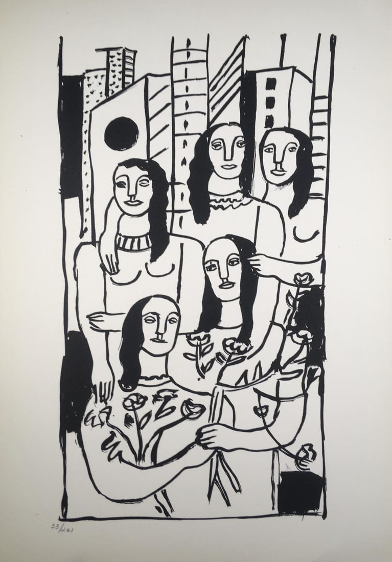 Fernand Leger - Femmes Americaines (American Women): Artist: Fernand Leger Title: Femmes Americaines (American Women) Year: 1960 Dimensions: 10 1/2in. by 15in. Edition: Limited Edition of 250 (numbered 12 to 261) Publisher: Francais Reunis Paris Suite: