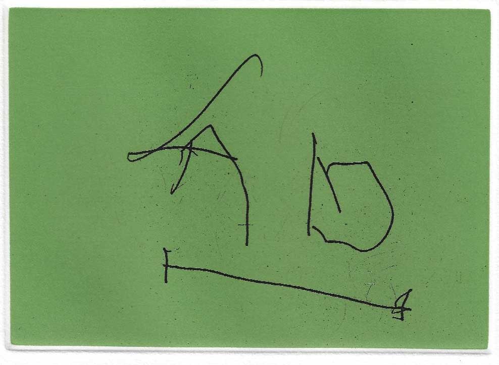 Robert Motherwell - Episode II: Artist: Robert Motherwell Title: Episode II Year: 1988 Dimensions: 4 1/4 x 6 in. Edition: IV from the limited Printer's Proof edition of V, aside from the edition of 40 Publisher: Arion Press, San