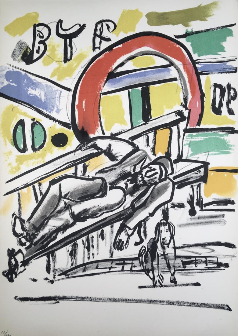 Fernand Leger - Le Clochard (The Homeless Man): Artist: Fernand Leger Title: Le Clochard (The Homeless Man) Year: 1960 Dimensions: 10 1/2in. by 15in. Edition: Limited Edition of 250 (numbered 12 to 261) Publisher: Francais Reunis Paris Suite: Les