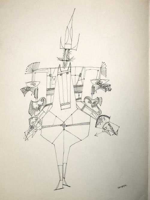 Saul Steinberg - The Captain: Artist: Saul Steinberg Title: The Captain Year: 1953 Dimensions: 11in. by 15in. Edition: From the rare limited artist edition Suite: Derriere Le Miroir 53-54 Medium: Original Lithograph on Paper