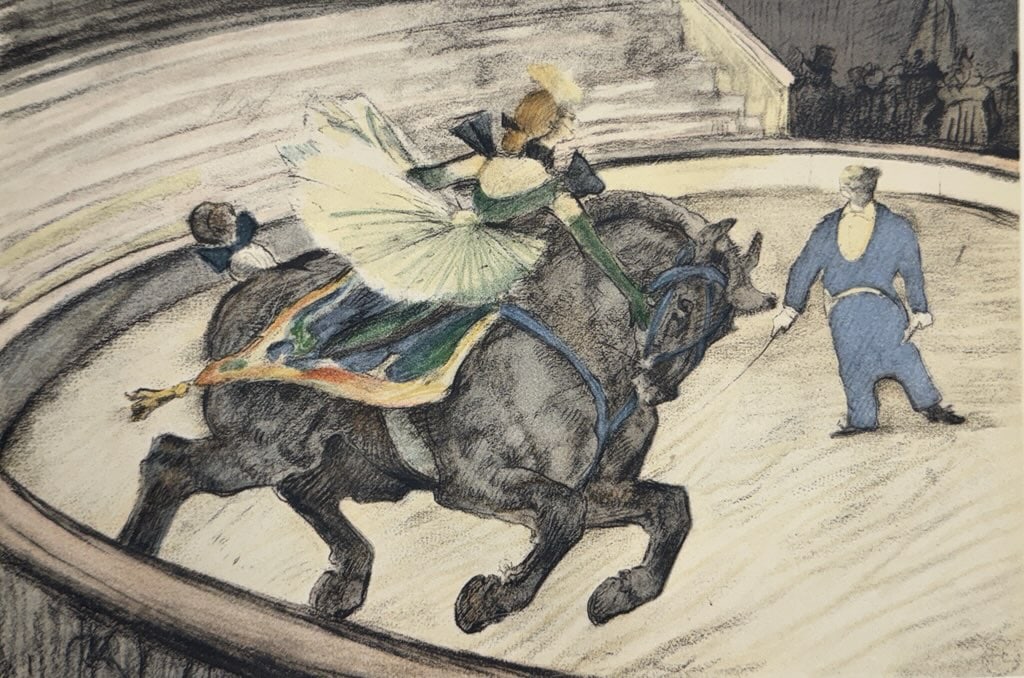 Henri de Toulouse-Lautrec (After) - Untitled Lithograph from ""The Circus"": Artist: Henri de Toulouse-Lautrec (After) Title: Untitled Lithograph from ""The Circus"" Year: 1952 Dimensions: 8 1/2 x 12 in. Edition: From the Edition of 1500 Publisher: Andre Sauret, Mourlot Paris