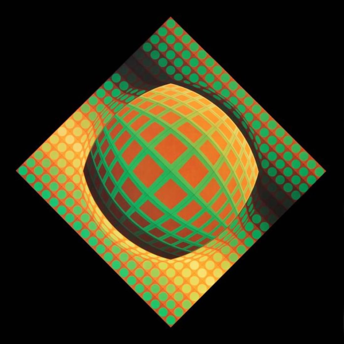 Victor Vasarely - Vega-Zett-01: Artist: Victor Vasarely Title: Vega-Zett-01 Year: 1974 Dimensions: 16 1/8in. by 16 1/8in. Edition: From the Rare Limited Edition Publisher: Editions du Griffon Neuchatel Suite: Progressions 3 Medium: