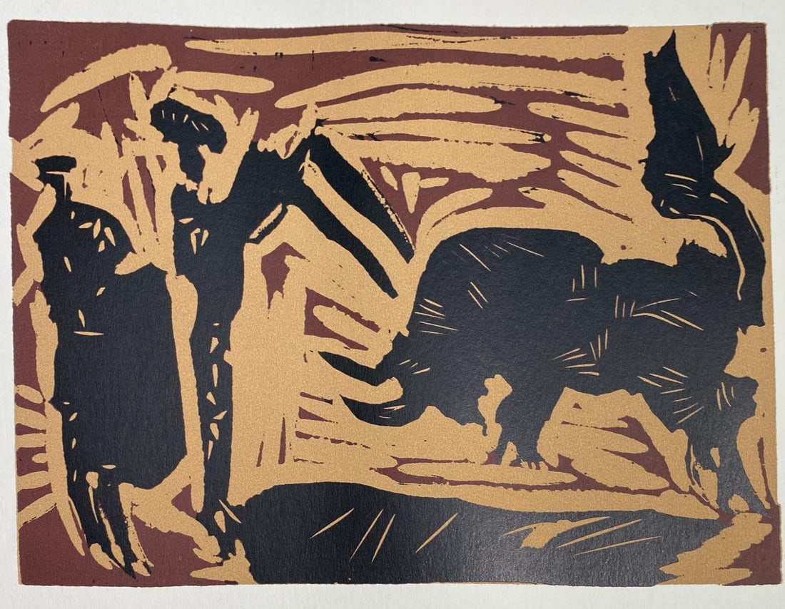 Pablo Picasso - Picador IV: Artist: Pablo Picasso Title: Picador IV Year: 1962 Dimensions: 8.75in. by 6.5in. Edition: From a rare limited edition Publisher: Verlag Gerd Hatje Stuttgart Suite: Picasso Linogravures Medium: