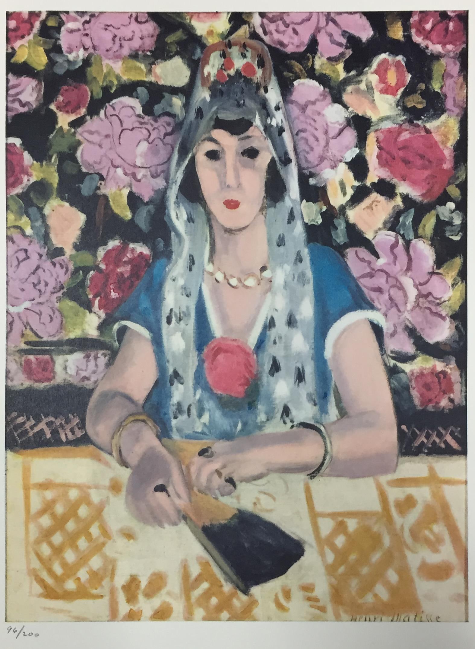 Henri Matisse - Espagnole: Harmonie en bleu: Artist: Henri Matisse Title: Espagnole: Harmonie en bleu Year: 1958 Dimensions: 15 3/4in. by 11 3/4in. Edition: From the Rare Limited Edition of 200 Publisher: New York Graphic Society New York