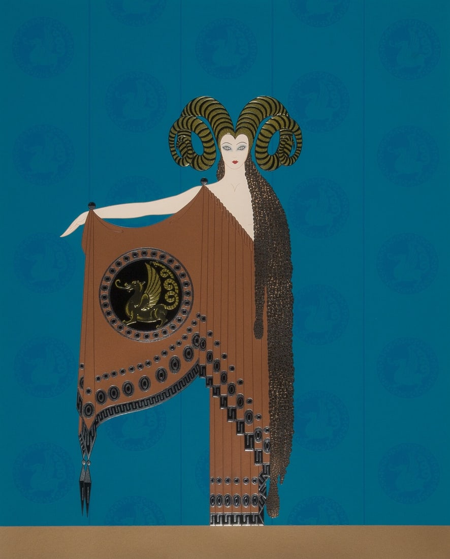 Erte - The Golden Fleece: Artist: Erte Title: The Golden Fleece Year: 1987 Dimensions: 20 1/2 x 10 1/2 in. Edition: From the rare limited edition of 375 Publisher: Chalk & Vermilion and Sevenarts Medium: Original cast bronze