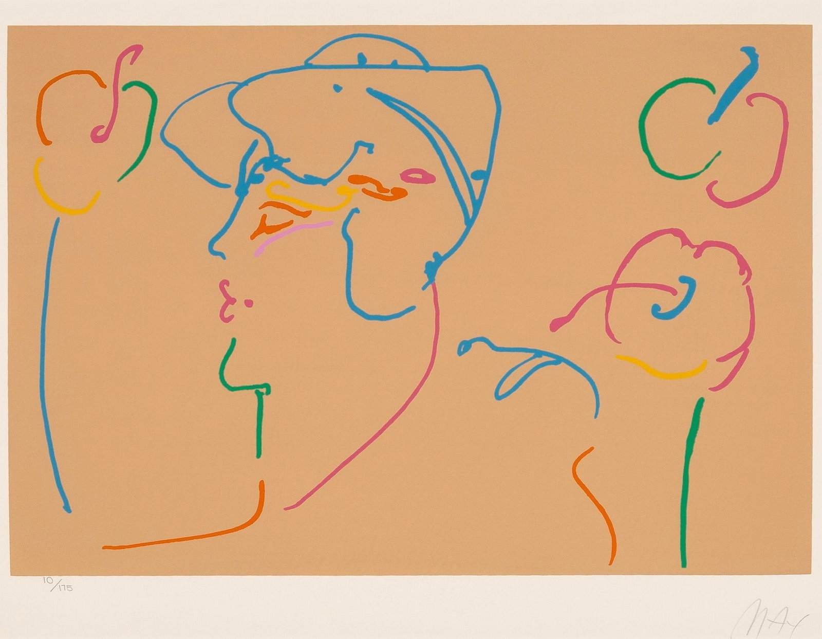 Peter Max - Woman in Profile: Artist: Peter Max Title: Woman in Profile Year: 1973 Dimensions: 18 1/2 x 26 1/2 in. Edition: From the Rare Limited Edition of 175 Medium: Screenprint in Colors on Paper Condition: Excellent