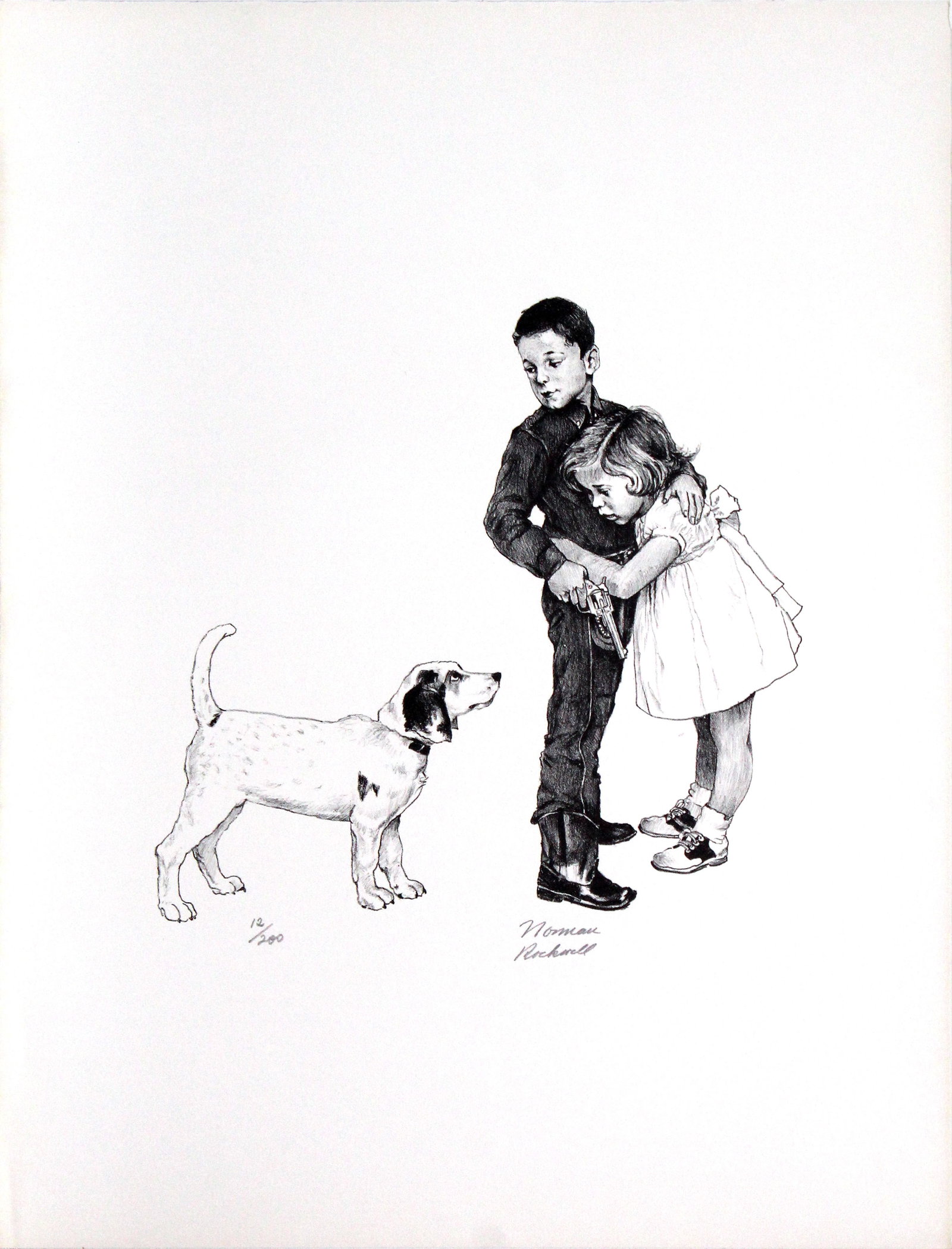 Norman Rockwell - Save Me: Artist: Norman Rockwell Title: Save Me Year: 1976 Dimensions: 26in. by 20in. Edition: Numbered from the Rare Limited Edition of 200 Suite: American Family Medium: Original lithograph on paper
