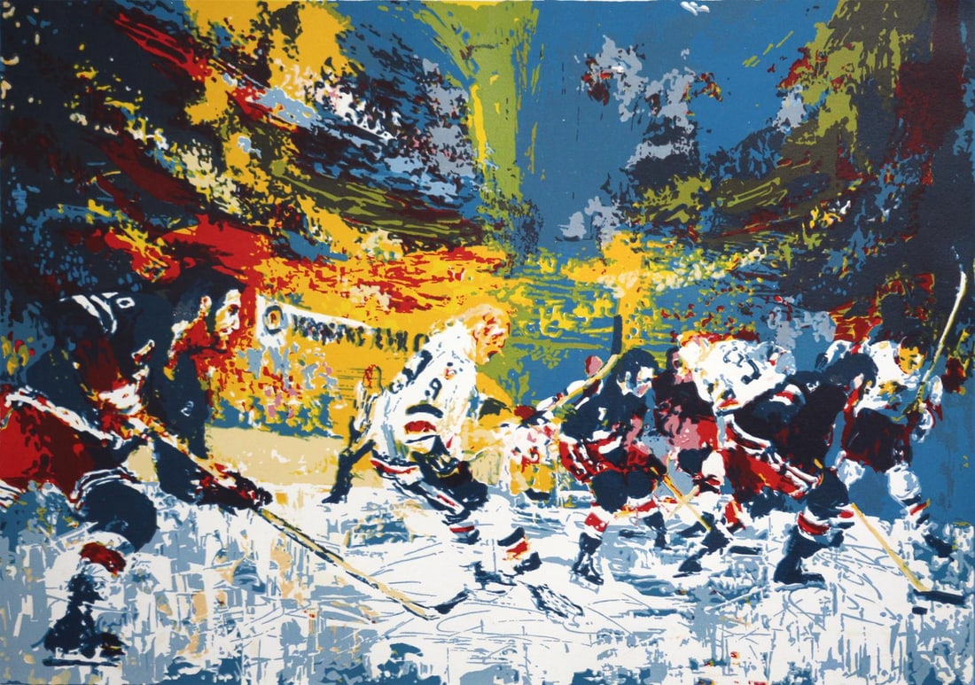 LeRoy Neiman - Ice Men: Artist: LeRoy Neiman Title: Ice Men Year: 1973 Dimensions: 27 1/2in. by 38 1/2in. Edition: From the limited edition of 300 Medium: Original serigraph on paper Condition: Excellent Signature Details: