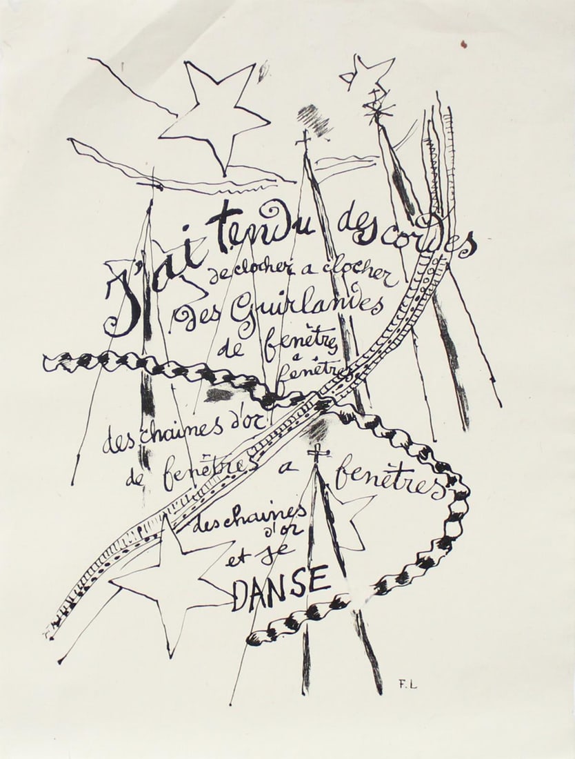 Fernand Leger - J'ai Tendu Des Cordes: Artist: Fernand Leger Title: J'ai Tendu Des Cordes Year: 1949 Dimensions: 13in. by 9.75in. Edition: From the rare limited edition Publisher: Roth & Sauter Lausanne Suite: Les Illuminations Medium: