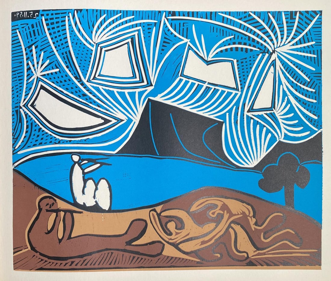 Pablo Picasso - Bacchanle II: Artist: Pablo Picasso Title: Bacchanle II Year: 1962 Dimensions: 12.75in. by 15.5in. Edition: From a rare limited edition Publisher: Verlag Gerd Hatje Stuttgart Suite: Picasso Linogravures Medium: