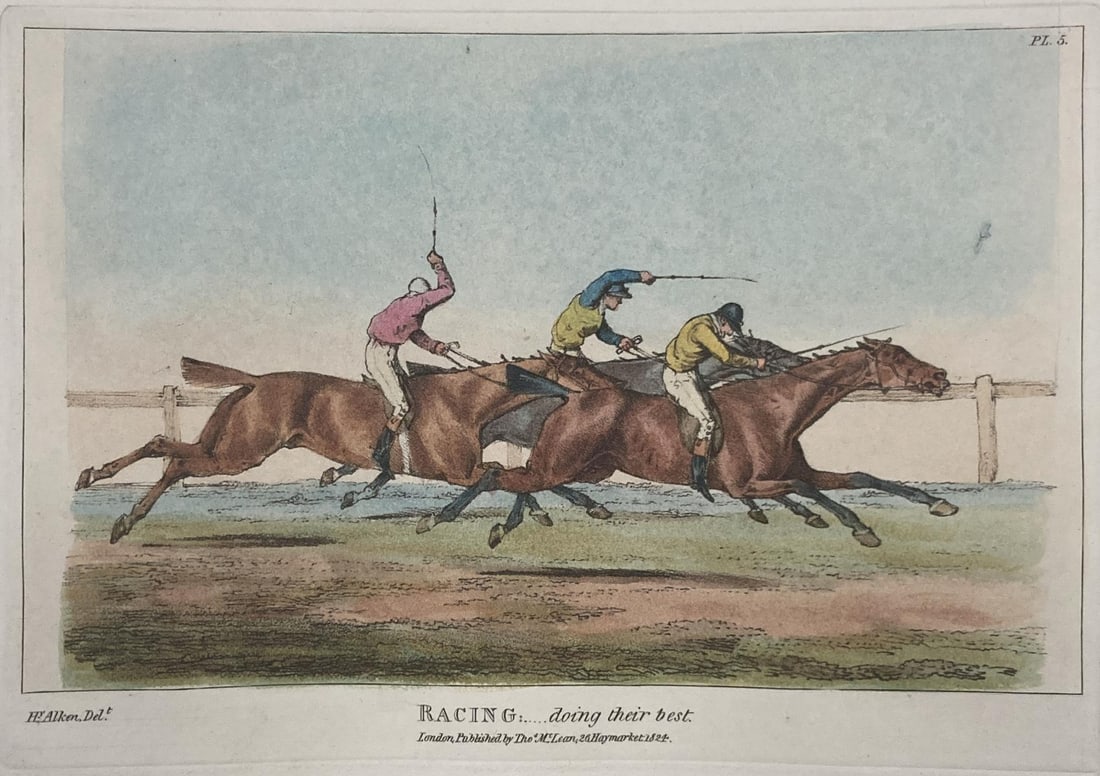 Henry Alken - Racing Doing Their Best: Artist: Henry Alken Title: Racing Doing Their Best Year: 1825 Dimensions: 8.5in. by 5.5in. Edition: From the Rare Limited Edition Publisher: Howlett and Brimmer