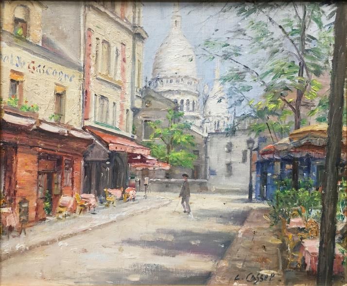 Unknown Artist - View of Montmartre: Artist: Unknown Artist Title: View of Montmartre Dimensions: 15in. by 18in. Edition: Unique One of a Kind Artwork Medium: Original Oil on Canvas Condition: Excellent Signature Details: Signed L