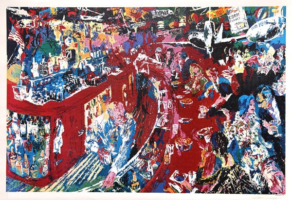 Leroy Neiman - Bar at 21 Club: Artist: Leroy Neiman Title: Bar at 21 Club Year: 1977 Dimensions: 27 x 38 in. Edition: From the Limited edition of 300 Original serigraph on paper Condition: Excellent Signature Details: Hand signed
