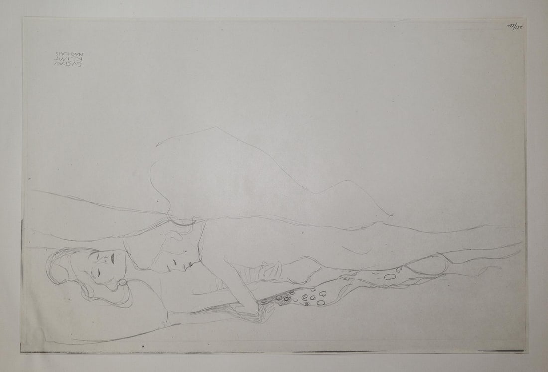 Gustav Klimt (After) - Untitled 7: Artist: Gustav Klimt (After) Title: Untitled 7 Year: 1919 Dimensions: 15in. by 22in. Edition: Number 410 from the rare limited edition of 500 Publisher: Gilhofer & Ranschburg Wien Suite: Funfundzwanzi