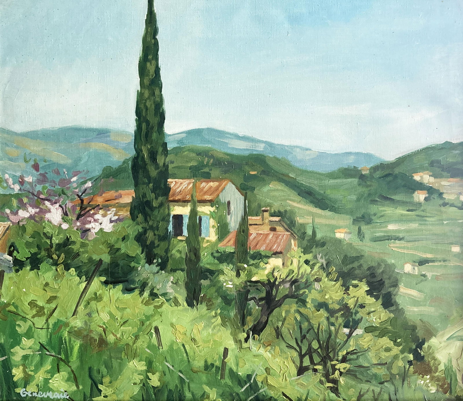 Jacques Genevraie-Thiebsart - St. Paul de Venee: Artist: Jacques Genevraie-Thiebsart Title: St. Paul de Venee Dimensions: 24in. by 19in. Edition: Rare one-of-a-kind painting Medium: Oil on canvas Condition: Excellent Signature Details: Hand signed i