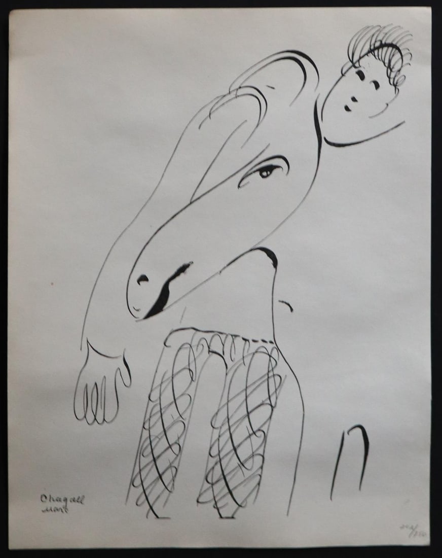 Marc Chagall - Untitled (After): Artist: Marc Chagall Title: Untitled Dimensions: 8.5in. by 11in. Edition: From the rare limited edition of 750 Publisher: Maeght Paris Medium: Original lithograph on paper Condition: Excellent Signatu