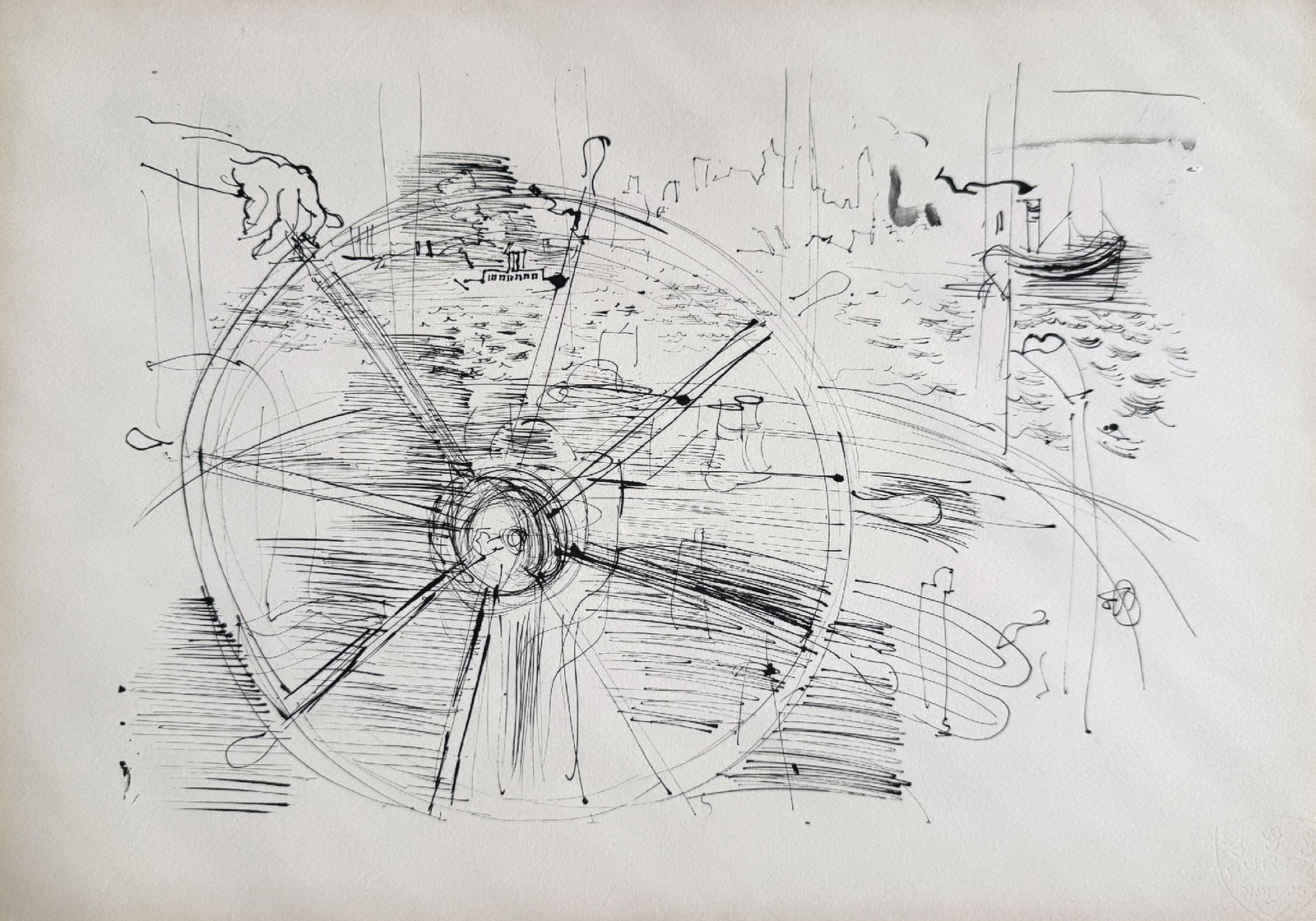 Raoul Dufy - On Deck: Artist: Raoul Dufy Title: On Deck Year: 1948 Dimensions: 14 1/4 x 18 in. Edition: From the limited edition of 1000 Suite: DUFY & COCTEAU Les Ma?tres du Dessin Illustrations Watercolors & Drawings Medi
