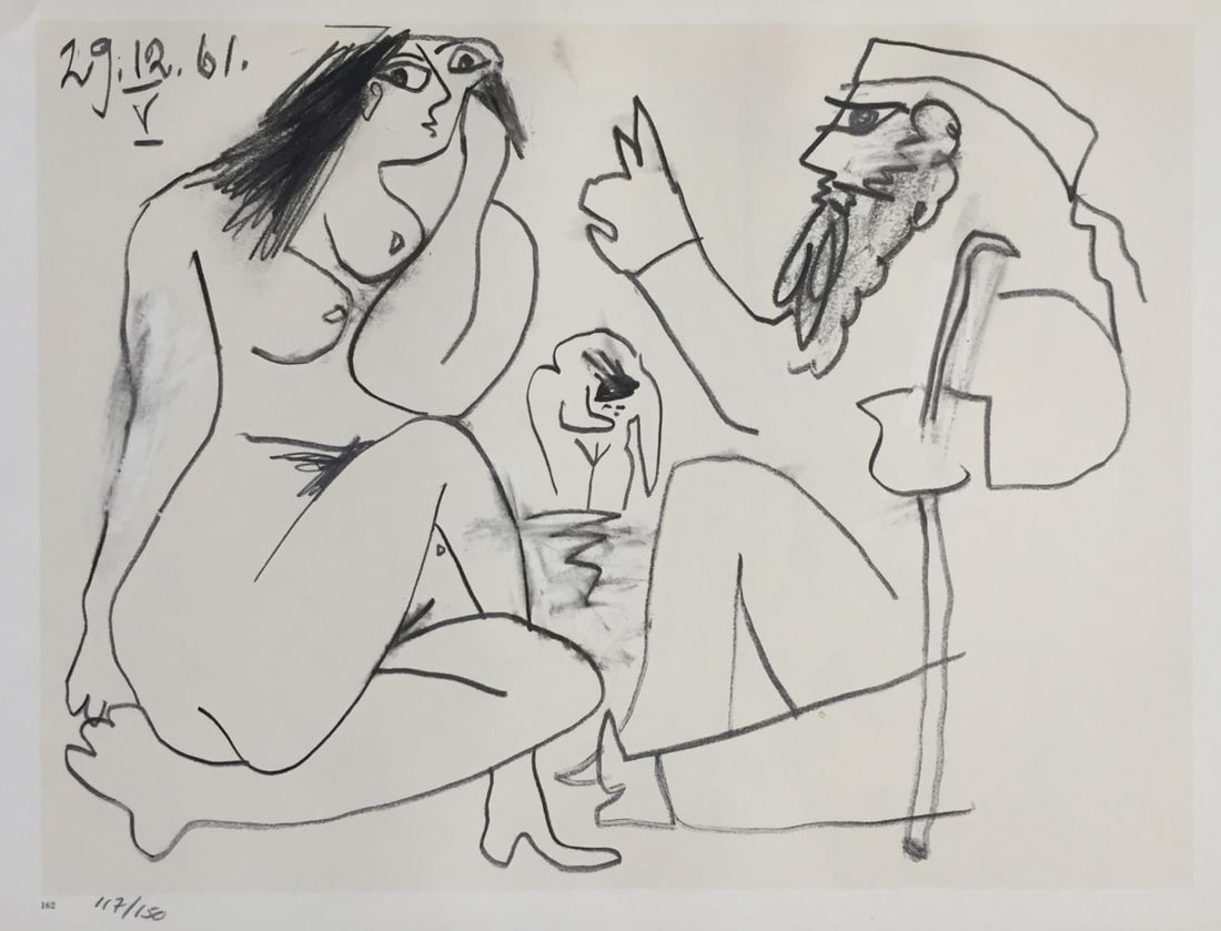 Pablo Picasso (After) - 29.12.61 V from "Les: Artist: Pablo Picasso (After) Title: 29.12.61 V from "Les Dejeuneres" Year: 1962 Dimensions: 14 1/2in. by 10 1/2in. Edition: from the rare limited edition of 150 Publisher: Andre Sauret Paris Suite: L