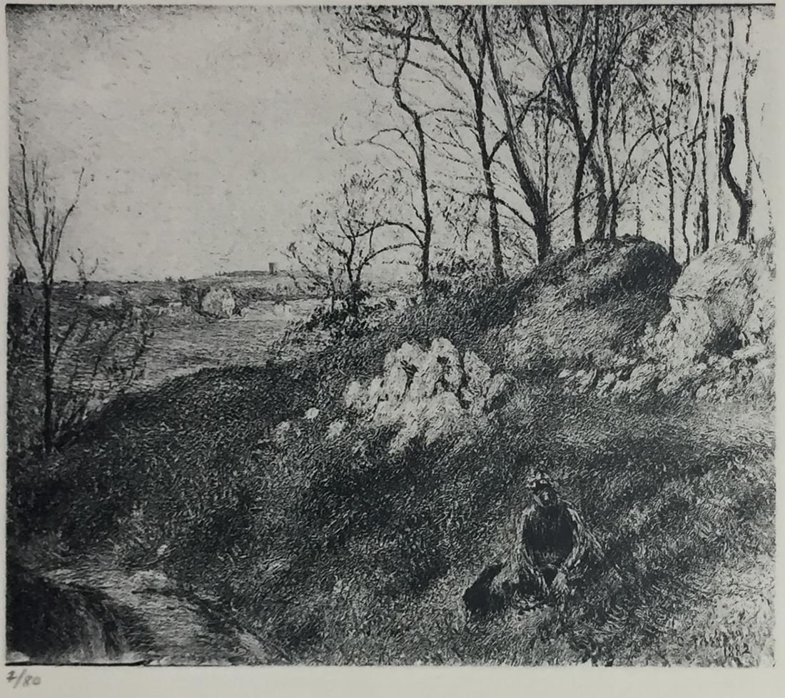 Camille Pissarro (After) - Les Carrieres du Chou: Artist: Camille Pissarro (After) Title: Les Carrieres du Chou Year: 1922 Dimensions: 9 3/8in. by 12 3/4in. Edition: From the Rare Limited Edition of 80 Publisher: Bernhein Jeune Medium: Offset Lithogr