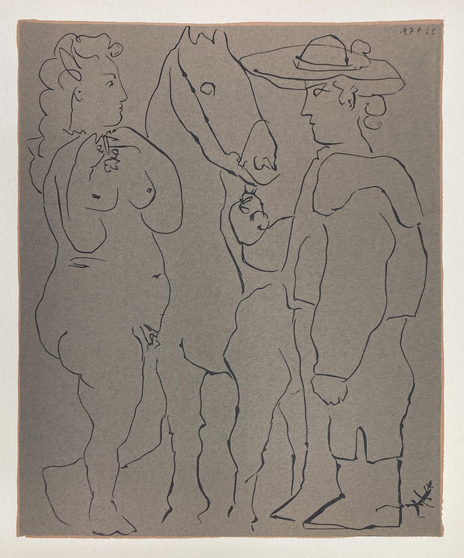 Pablo Picasso - Picador femme et cheval (After): Artist: Pablo Picasso Title: Picador femme et cheval Year: 1962 Dimensions: 8.75in. by 10.5in. Edition: From a rare limited edition Publisher: Verlag Gerd Hatje Stuttgart Suite: Picasso Linogravures M