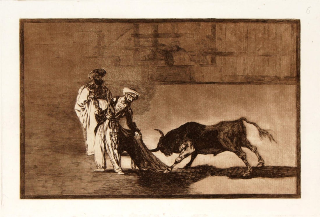 Francisco Goya - Los moros hacen otro capeo en plaza: Artist: Francisco Goya Title: Los moros hacen otro capeo en plaza con su albornoz Year: 1816 Dimensions: 12.4in. by 17.5in. Edition: From the rare limited edition S