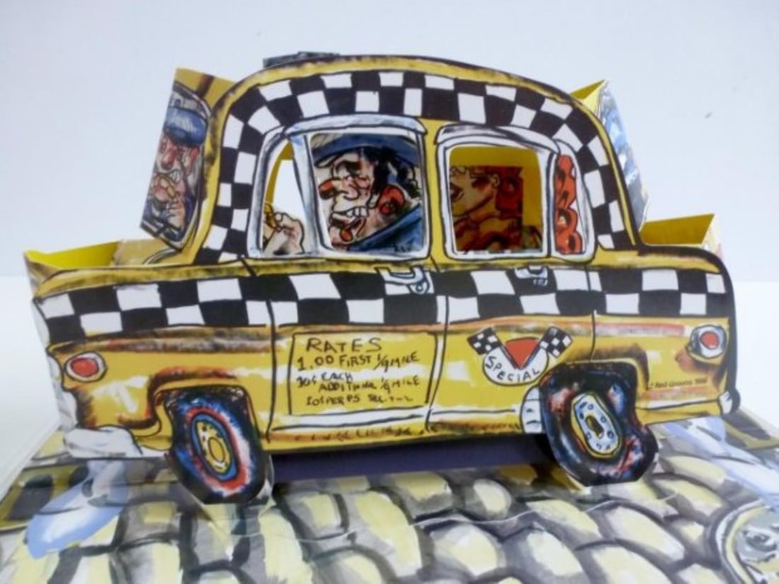 Red Grooms - Ruckus Taxi (Mini): Artist: Red Grooms Title: Ruckus Taxi (Mini) Year: 2004 Dimensions: 9.75in. by 14in. Edition: From the limited edition of 400 Medium: Original Lithographic 3D Construction in Original Museum Quality