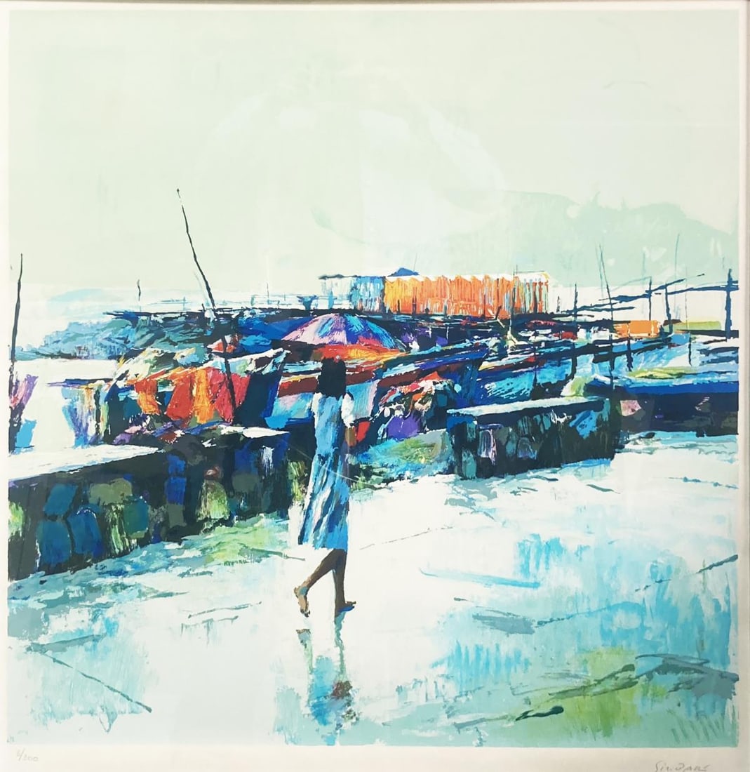 Nicola Simbari - Sorrento: Artist: Nicola Simbari Title: Sorrento Year: 1980 Dimensions: 32.5in. by 33.5in. Edition: From the rare limited edition of 300 Medium: Original serigraph on paper Condition: Excellent Signature