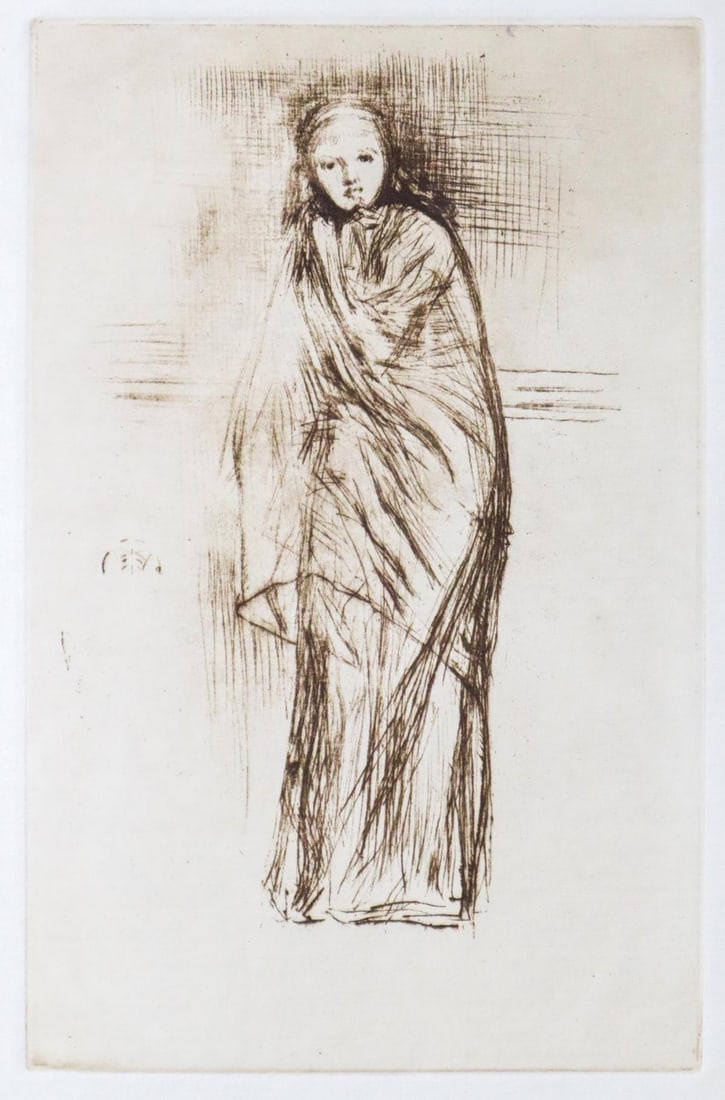James McNeill Whistler (After) - The Model Resting: Artist: James McNeill Whistler (After) Title: The Model Resting Dimensions: 4.6in. by 7.2in. Edition: From the rare limited edition Medium:Etching printed on laid paper Condition: Ecellent Signature
