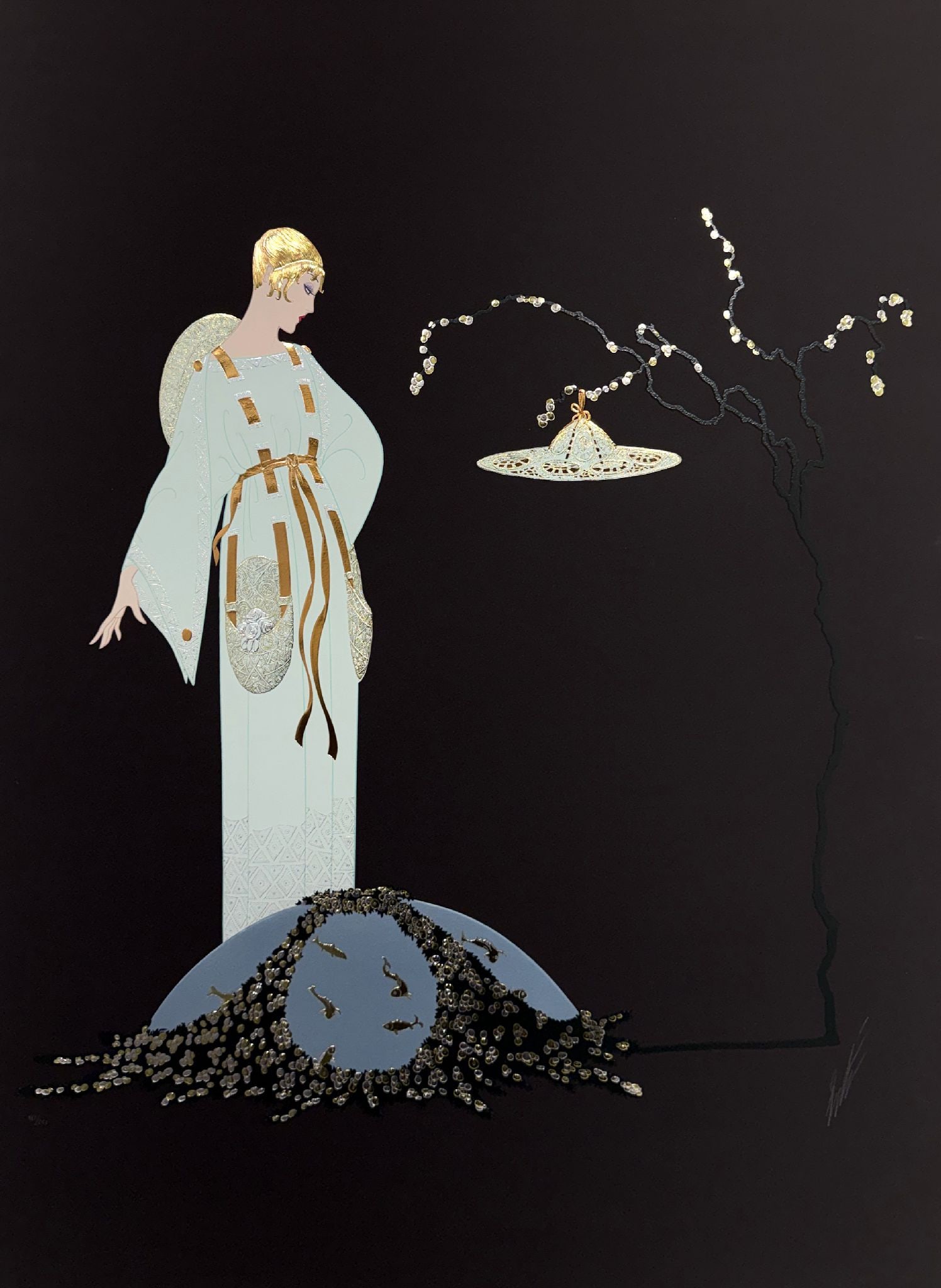 Erte - Moon Garden: Artist: Erte Title: Moon Garden Year: 1987 Dimensions: 38 1/2 x 29 in. Edition: from the limited edition of CCL Publisher: Chalk & Vermilion Fine Arts, Ltd.