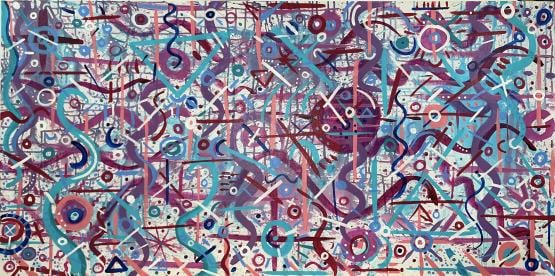 Matthew Steinberg - Behind the Mirror: Artist: Matthew Steinberg Title: Behind the Mirror Year: 2023 Dimensions: 24in. by 48in. Edition: One-of-a-Kind Orginal painting Suite: Entropy Medium: Original Acrylic Painting on Canvas with Gloss