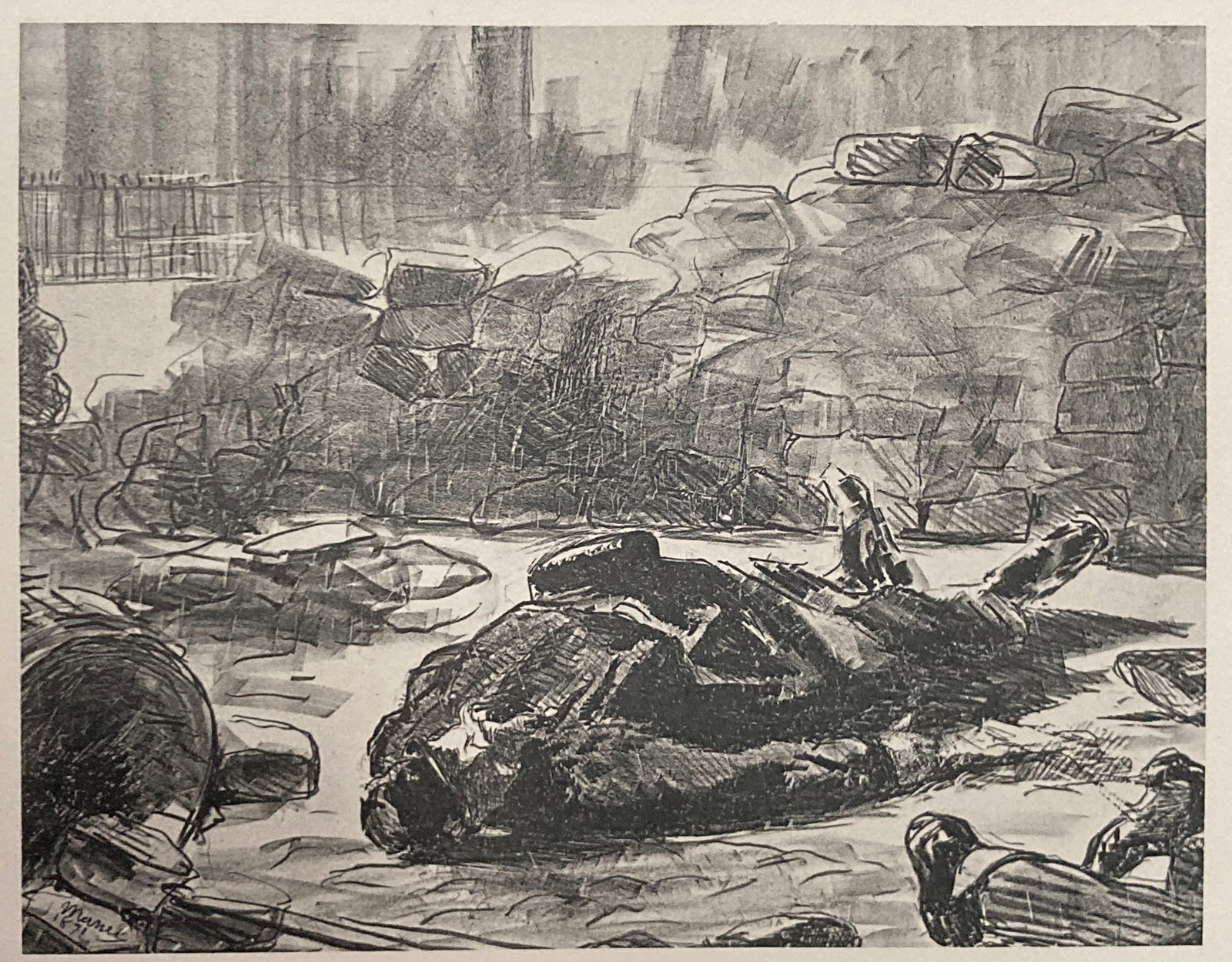 Edouard Manet - La Guerre Civile: Artist: Edouard Manet Title: La Guerre Civile Year: 1871 Dimensions: 6 x 5 in. Edition: From the rare limited edition Medium: Original etching on paper