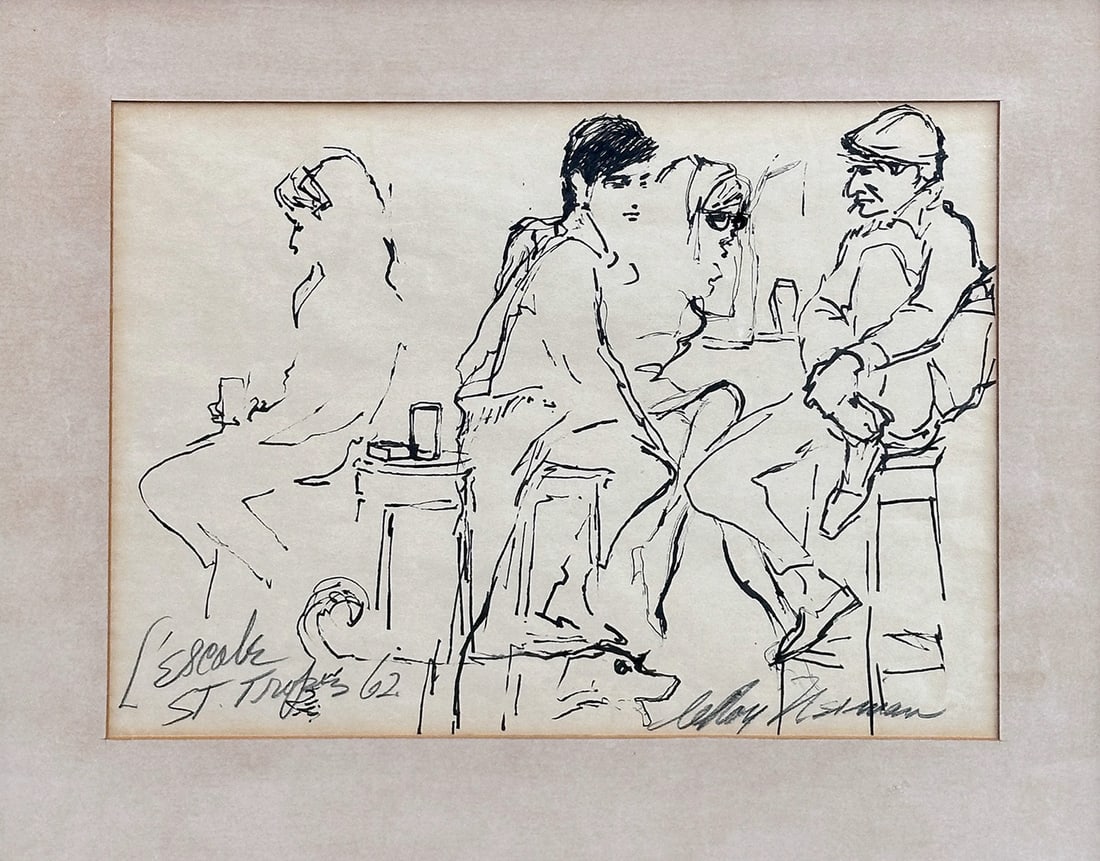 LeRoy Neiman - L Escale St Tropez: Artist: LeRoy Neiman Title: L Escale St Tropez Year: 1962 Dimensions: 10 x 14 1/4 in. Edition: Original work of art Medium: Ink on paper Condition: Excellent Signature Details: Hand signed Comes with