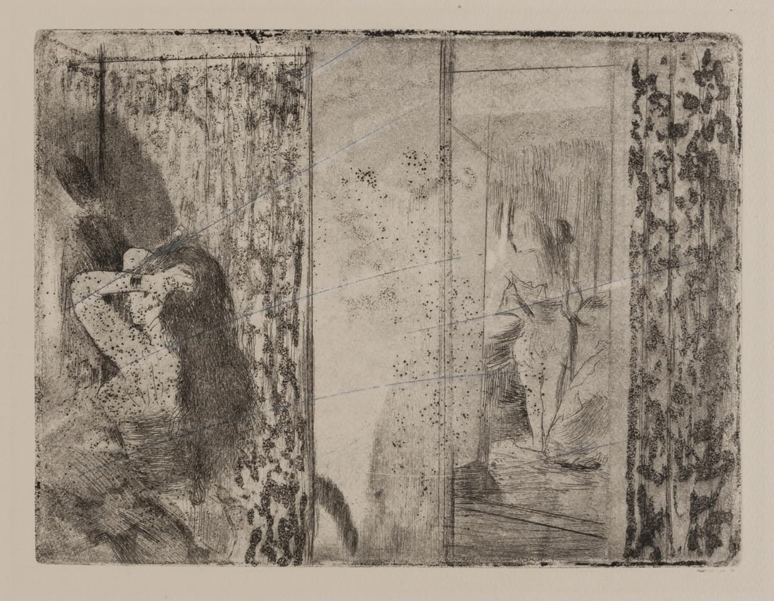 Edgar Degas - Loges D Actrices: Artist: Edgar Degas Title: Loges D Actrices Year: c. 1879 Dimensions: 6 3/8in. by 8 3/8in. Edition: From the Rare Limited Edition Medium: Etching and Aquatint on Cream Wove Paper Notes: Final state