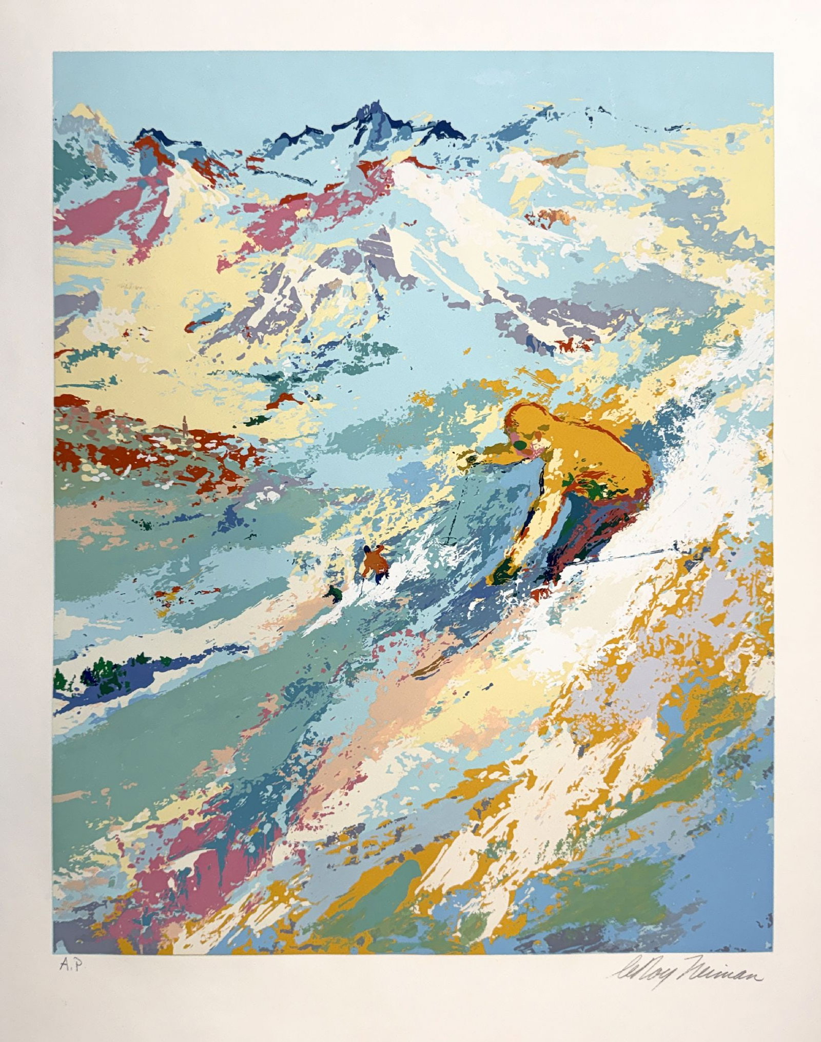 LeRoy Neiman - Alpine Skiing: Artist: LeRoy Neiman Title: Alpine Skiing Dimensions: 26 x 21 in. Edition: From the Rare Artist Proof Edition aside from the edition of 300 Medium: Original serigraph on paper Condition: Excellent