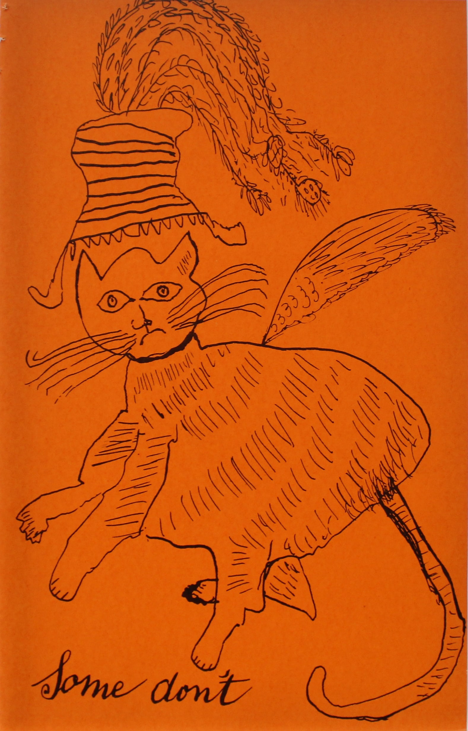 Andy Warhol - Some Don't: Artist: Andy Warhol Title: Some Don't Year: c. 1954 Dimensions: 5.5in. by 8.5in. Edition: From the rare limited edition Suite: Holy Cats. by Andy Warhol and his mother Medium: Photolithograph of ink