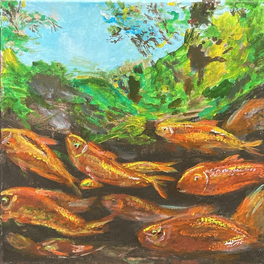 Barry Schechter - School's Out: Artist: Barry Schechter Title: School's Out Year: 2017 Dimensions: 12in. by 12in. Edition: Unique Original One of a Kind Artwork Medium: Acrylic on Canvas Condition: Excellent Signature Details: Hand