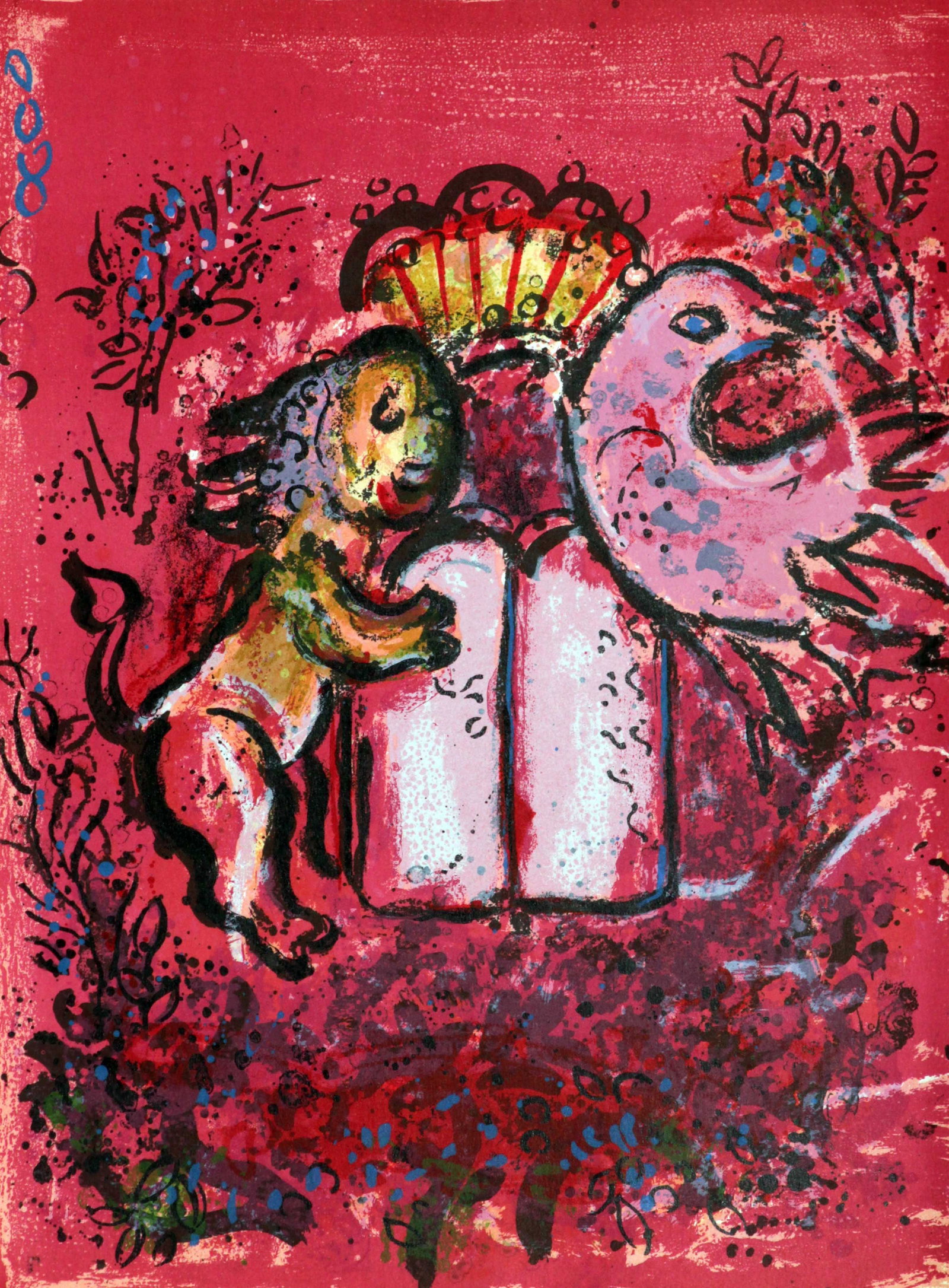Marc Chagall - The Tables: Artist: Marc Chagall Title: The Tables Year: 1960 Dimensions: 12 1/2 x 9 1/2 in. Edition: From the rare limited edition Publisher: Andre Sauret, Monte Carlo