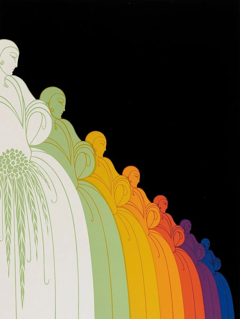 Erte - Les Jolies Dames: Artist: Erte Title: Les Jolies Dames Year: 1977 Dimensions: 24 5/8 x 21 1/2 in. Edition: from the limited edition of 300 Publisher: Circle Fine Art Corporation, Chicago Suite: The Twenties Remembered