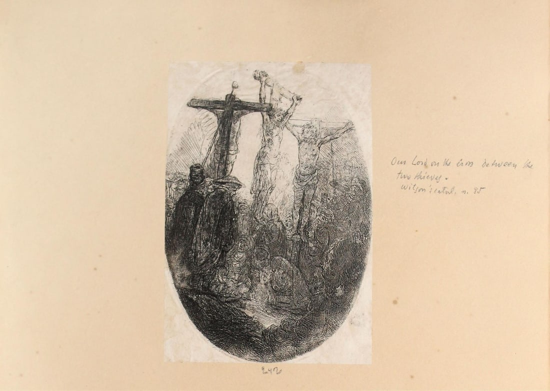 Rembrandt van Rijn - Our Lord on the Cross Between Two: Artist: Rembrandt van Rijn Title: Our Lord on the Cross Between Two Theives Year: c. 1826 Dimensions: 3 3/4in. by 5 1/4in. Edition: From the rare limited edition Suite: A C