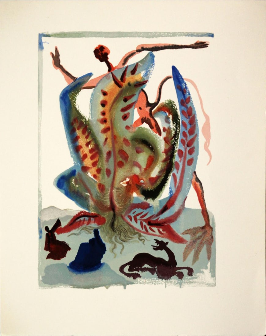 Salvador Dali - The Gluttony: Artist: Salvador Dali Title: The Gluttony Year: 1964 Dimensions: 13in. by 10.25in. Edition: One-of-a-kind work of art Publisher: Les Heures Claires Suite: The