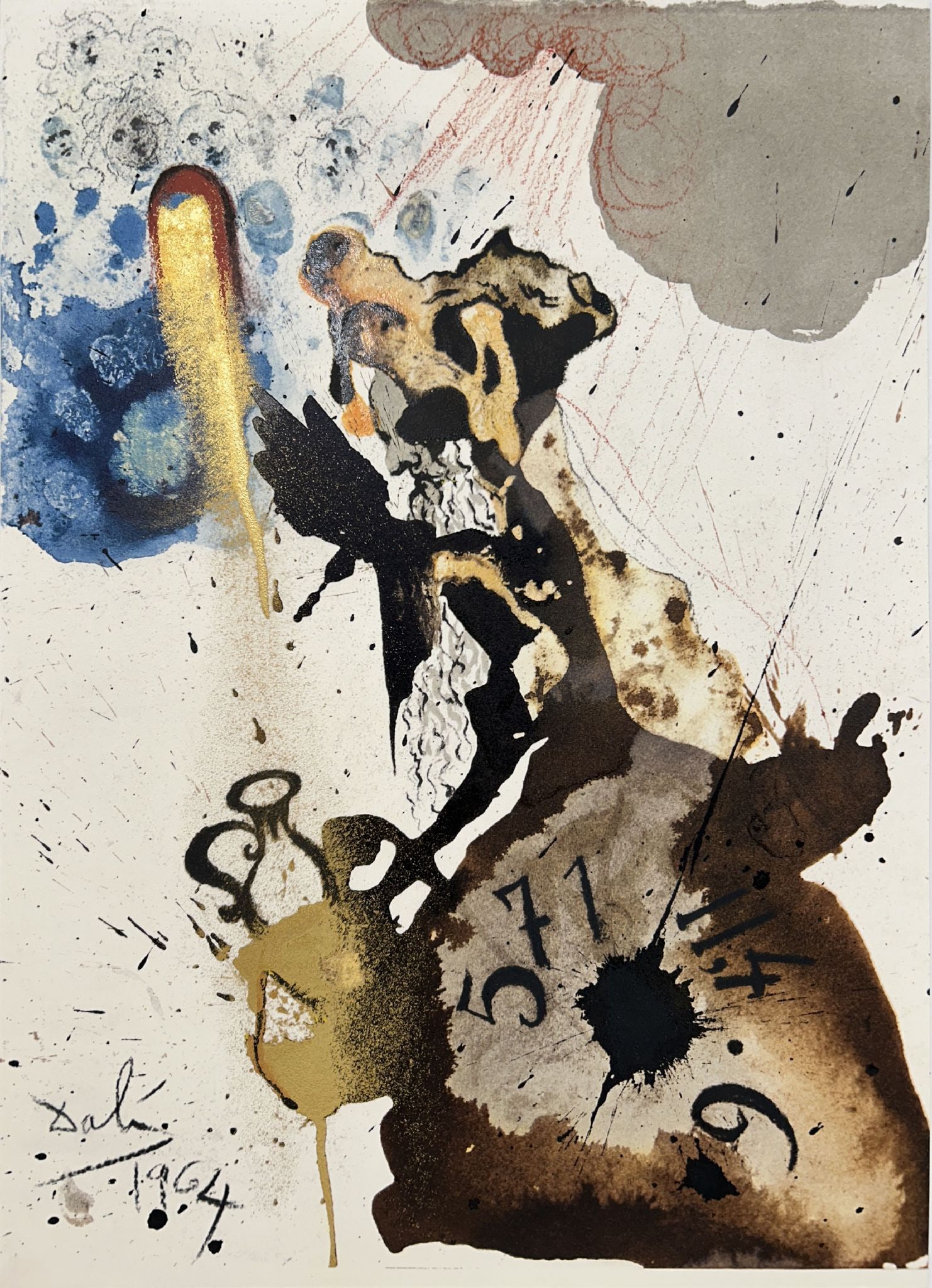Salvador Dali - Mene, Tekel, Parsin (from Biblia Sacra): Artist: Salvador Dali Title: Mene, Tekel, Parsin (from Biblia Sacra) Year: 1969 Dimensions: 19 x 13 3/4 in. Edition: from the limited edition of 1499 Publisher: Rizzoli Editions, Milan Suite: Biblia